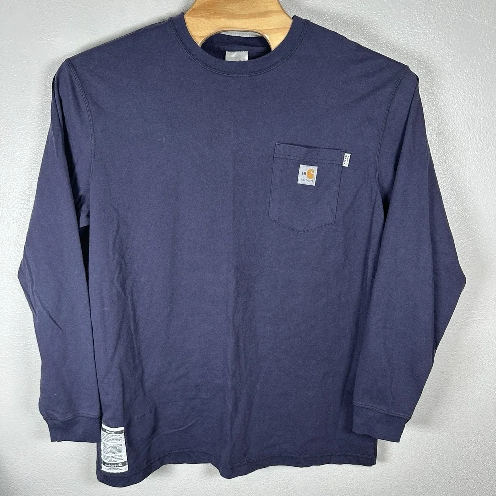 Carhartt Force FR Shirt Mens XL Blue Loose Fit Pocket Flame Resistant Workwear